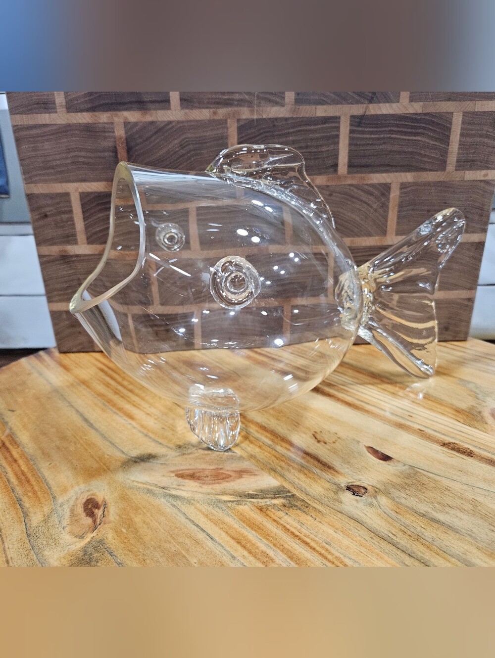 Glass Fish Blenko Style Hand Blown MCM Vase Bowl Terrarium